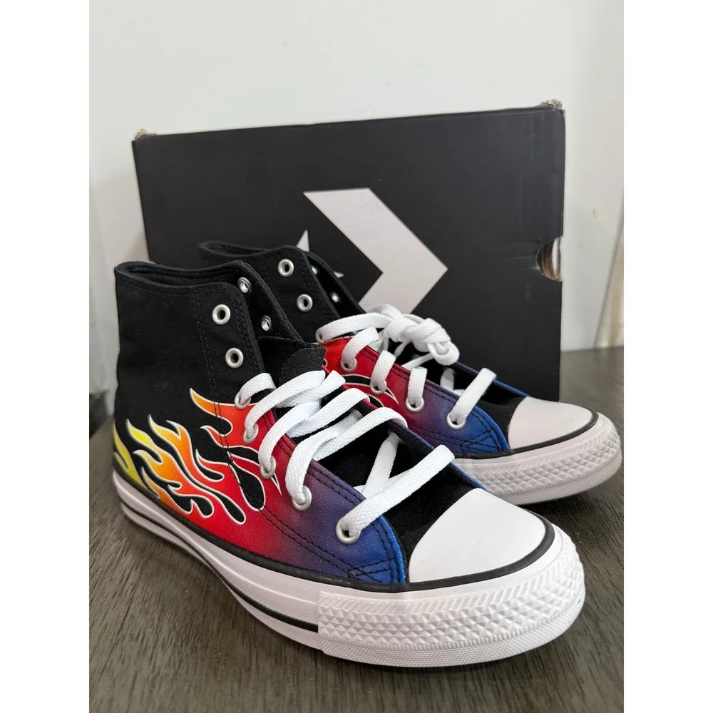Converse Chuck Taylor All Star Hi Flame Print Black High‎ Top Sneakers Kids US/5